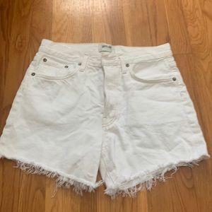 Agolde Parker Long Jean Shorts white